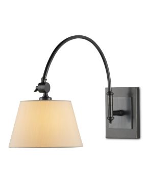 Ashby Bronze Swing-Arm Wall Sconce - White Shade
