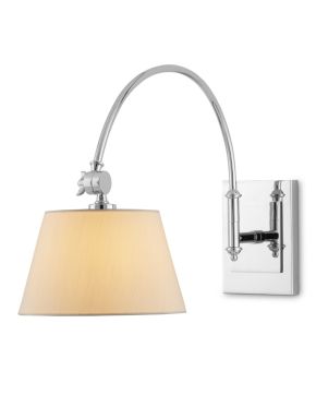 Ashby Nickel Swing-Arm Wall Sconce - White Shade