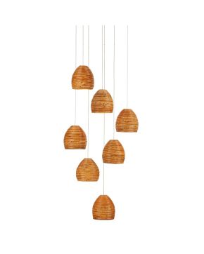 Beehive 7-Light Round Multi-Drop Pendant