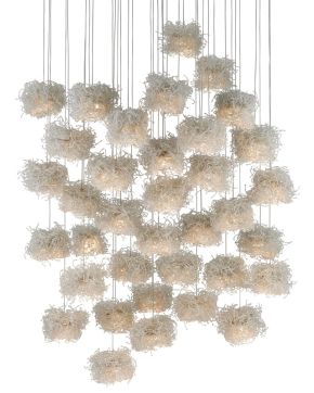 Birds Nest 36-Light Round Multi-Drop Pendant