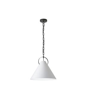 1 Light Incandescent Pendant, Matte Black with White Shade PCN-161P-MB-790