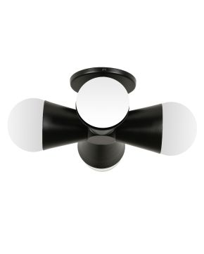 4 Light Incandescent Flush Mount Matte Black