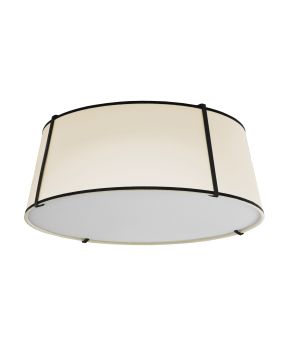4 Light Trapezoid Flushmount Black/Cream Shade w/ White Fabric Diffuser