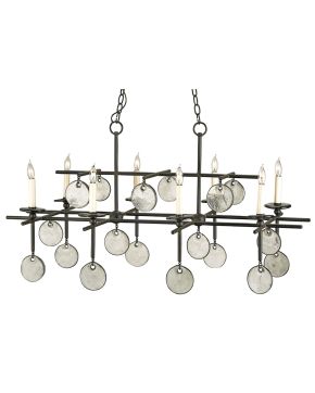 Sethos Black Recycled Glass Rectangular Chandelier