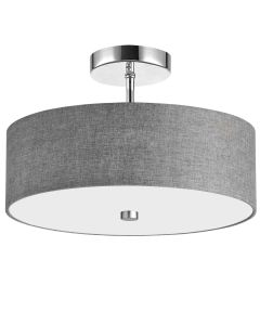 3 Light Incandescent Semi Flush Polished Chrome Finish with Grey Shade