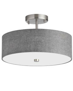 3 Light Incandescent Semi Flush Satin Chrome Finish with Grey Shade