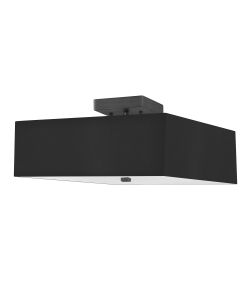 3 Light Incandescent Semi-Flush, Matte Black with Black Shade