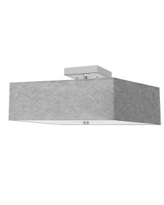 3 Light Incandescent Semi-Flush, Polished Chrome with Grey Shade