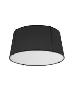 3 Light Trapezoid Flush Mount Black Shade w/ White Fabric Diffuser