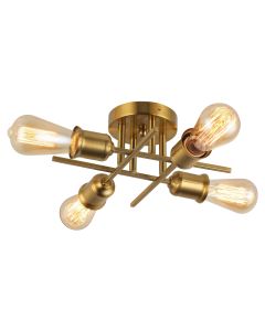 4 Light Incandescent Semi-Flush Mount Aged Brass